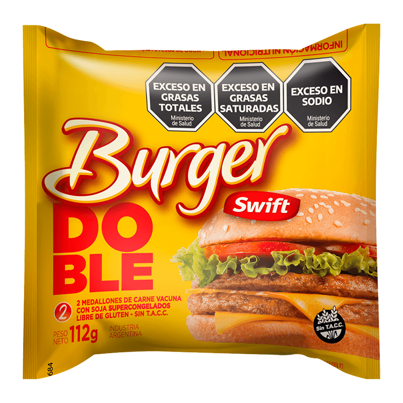 Medallones de Carne Doble Burguer Swift 2 un x 56 grs - Hiram Alimentos Congelados