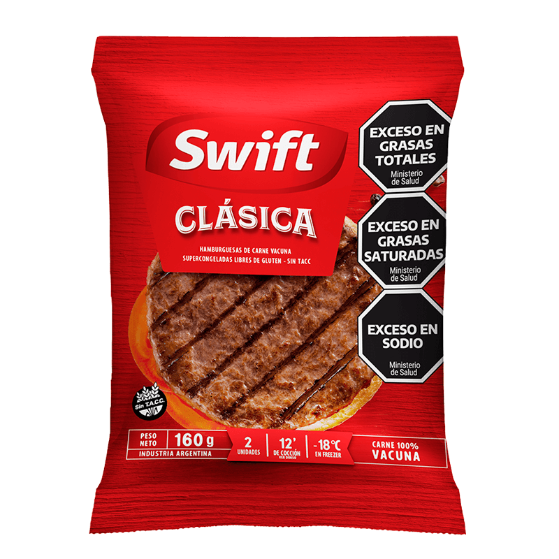 Hamburguesas de carne Clásica Swift  2 un x 80 grs - Hiram Alimentos Congelados