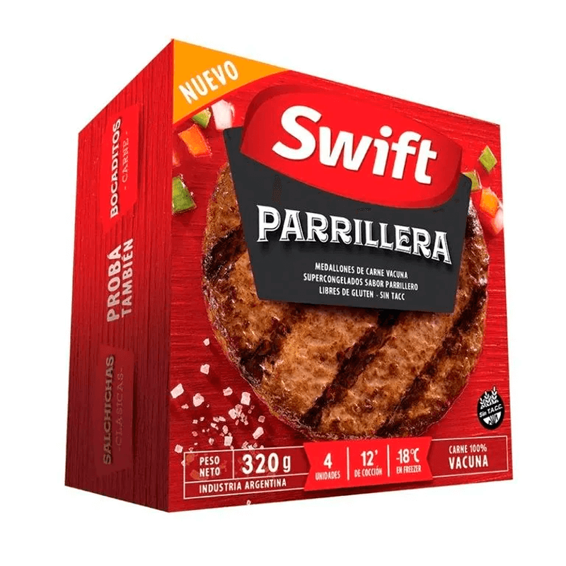 Medallones de carne Parrillera Swift Estuche 4 un x 80 grs - Hiram Alimentos Congelados