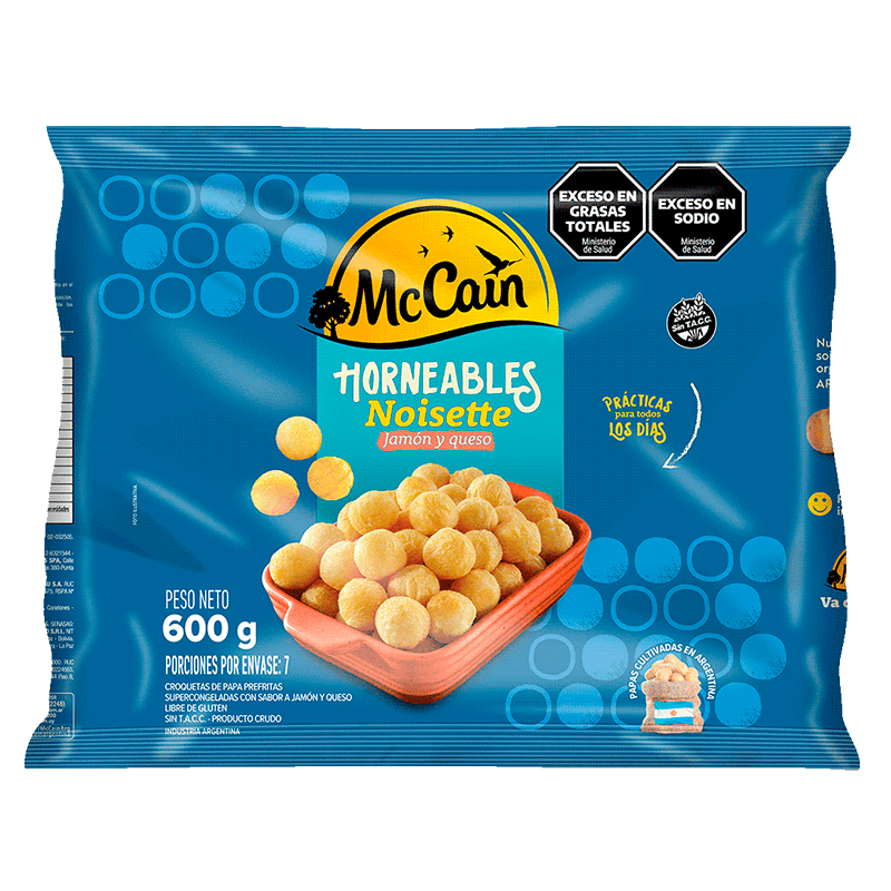 Papas McCain Noissettes Jamon&Queso Paquete x 600 grs - Hiram Alimentos Congelados