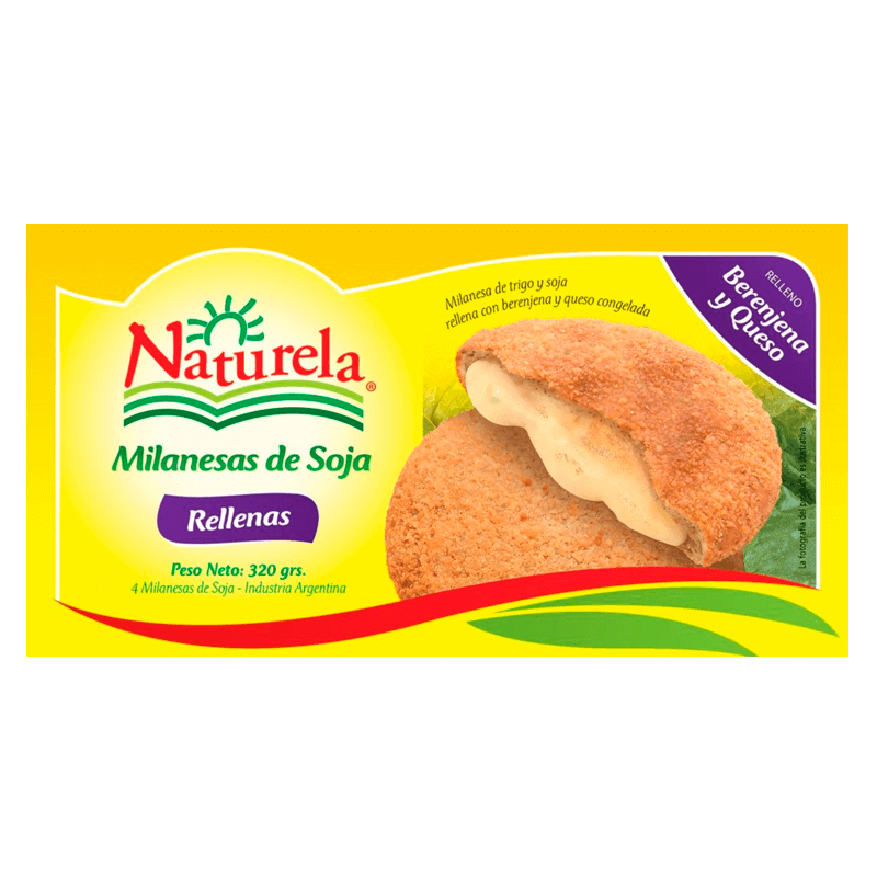 Milanesas de Soja Naturela Rellena Berenjena & Queso Estuche 4 un x 80 grs - Hiram Alimentos Congelados