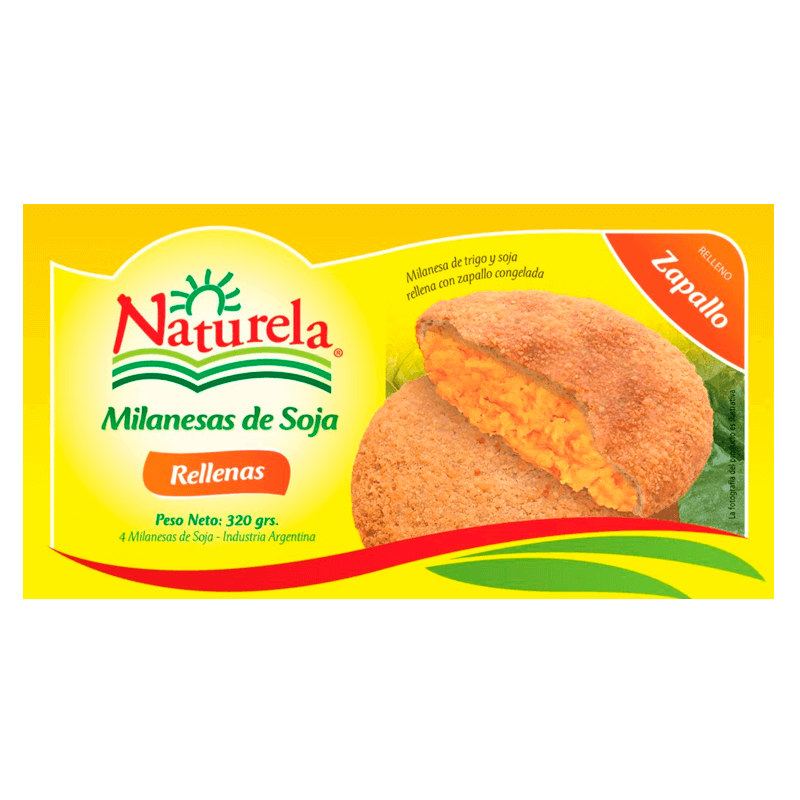 Milanesas de Soja Naturela Rellena Zapallo & Queso Estuche 4 un x 80 grs - Hiram Alimentos Congelados