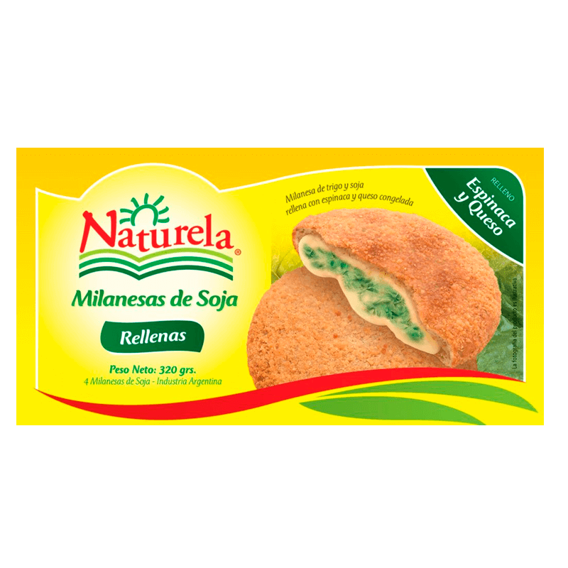Milanesas de Soja Naturela Rellena Espinaca & Queso Estuche 4 un x 80 grs - Hiram Alimentos Congelados