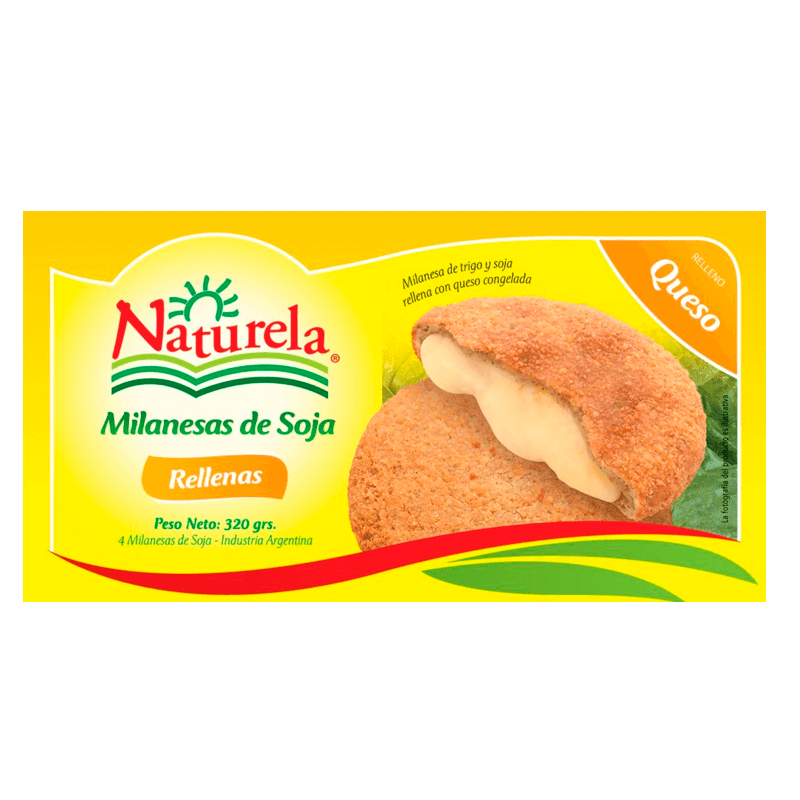 Milanesas de Soja Naturela Rellena Queso Estuche 4 un x 80 grs - Hiram Alimentos Congelados