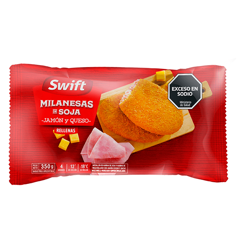 Milanesas de Soja Swift Rellena Jamón & Queso Estuche 4 un x 80 grs - Hiram Alimentos Congelados