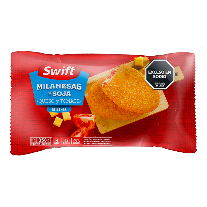 Milanesas de Soja Swift Rellenas Tomate & Queso Estuche 4 un x 80 grs - Hiram Alimentos Congelados