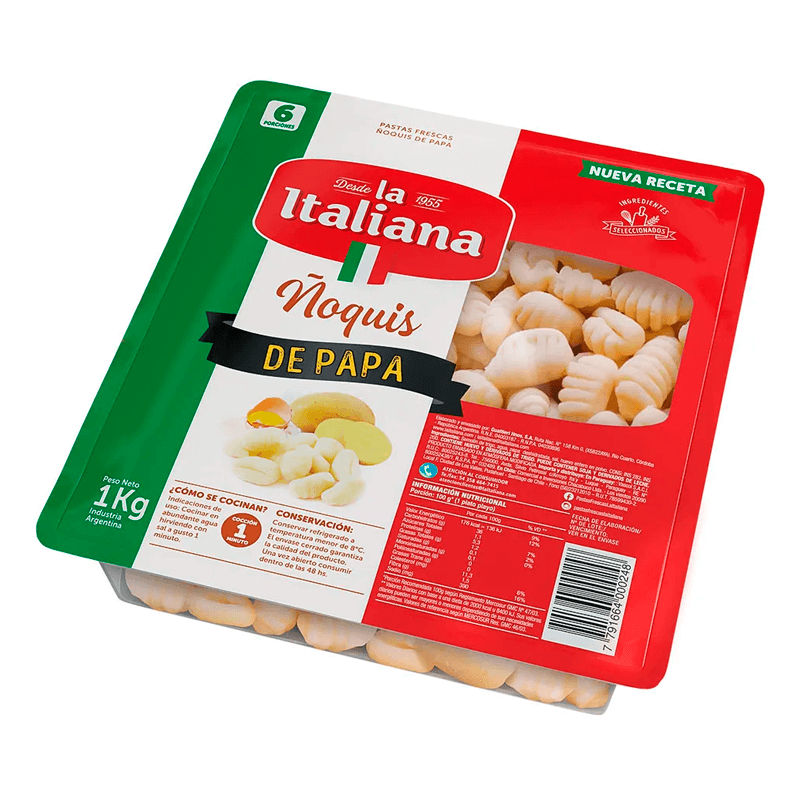 Ñoquis de papa La Italiana Paquete   1000 grs - Hiram Alimentos Congelados