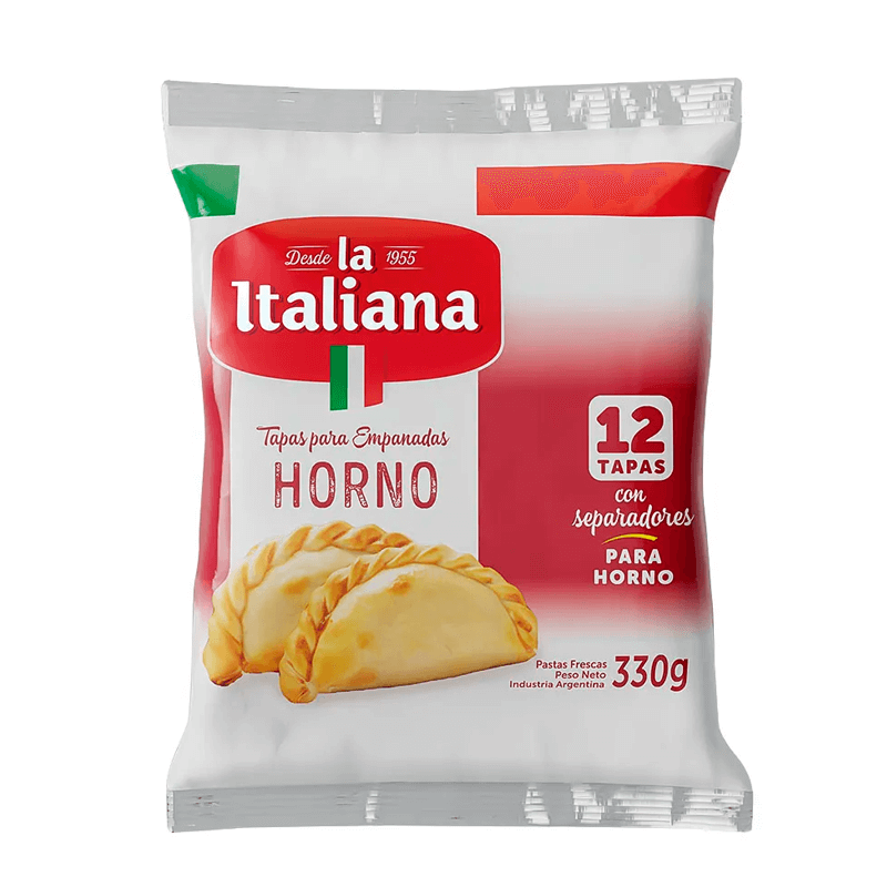 Tapas empanadas horno La Italiana Paquete x 12 un - 330 grs - Hiram Alimentos Congelados