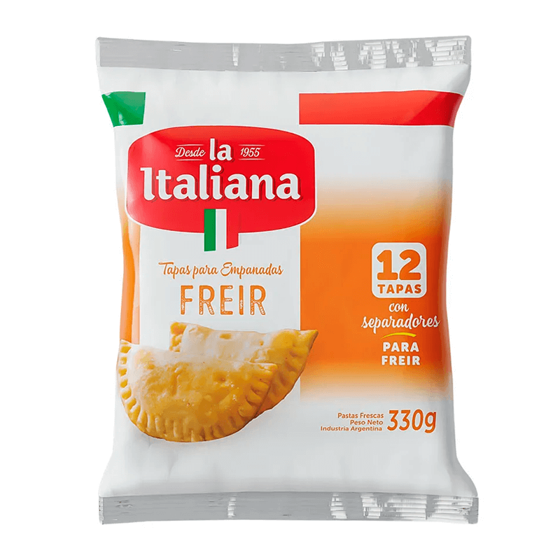 Tapas empanadas freír La Italiana Paquete x  12 un - 330 grs - Hiram Alimentos Congelados