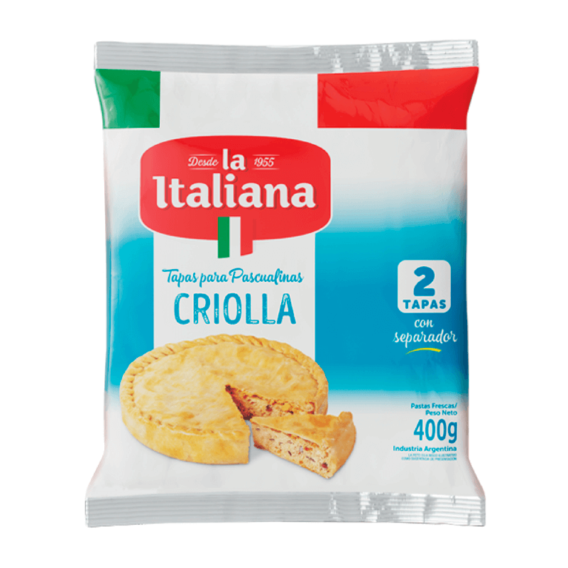 Pascualina criolla La Italiana Paquete x 2 un - 400 grs - Hiram Alimentos Congelados