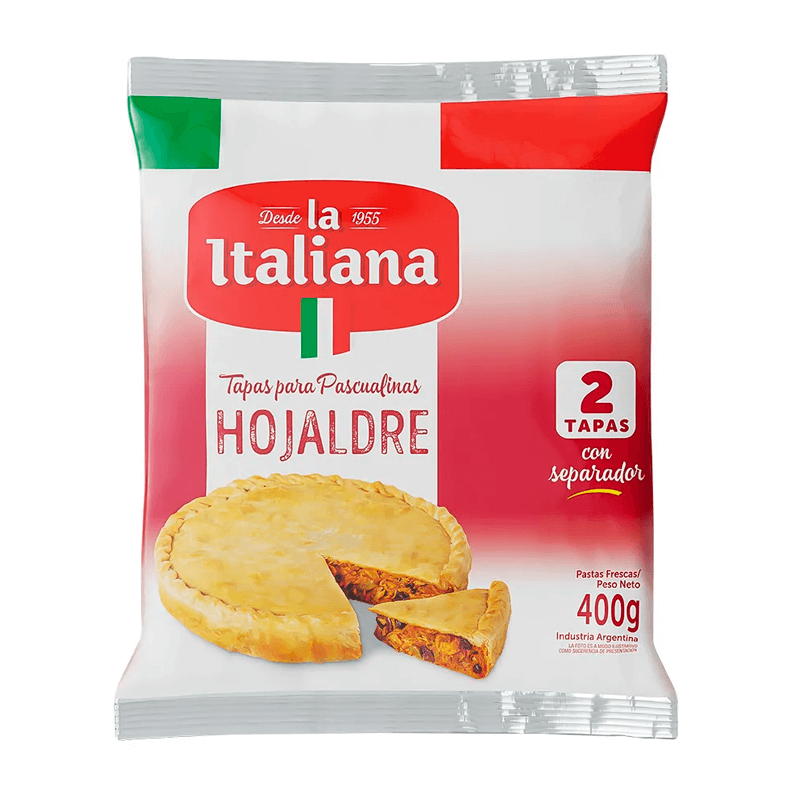 Pascualina hojaldre La Italiana Paquete x 2 un - 400 grs - Hiram Alimentos Congelados