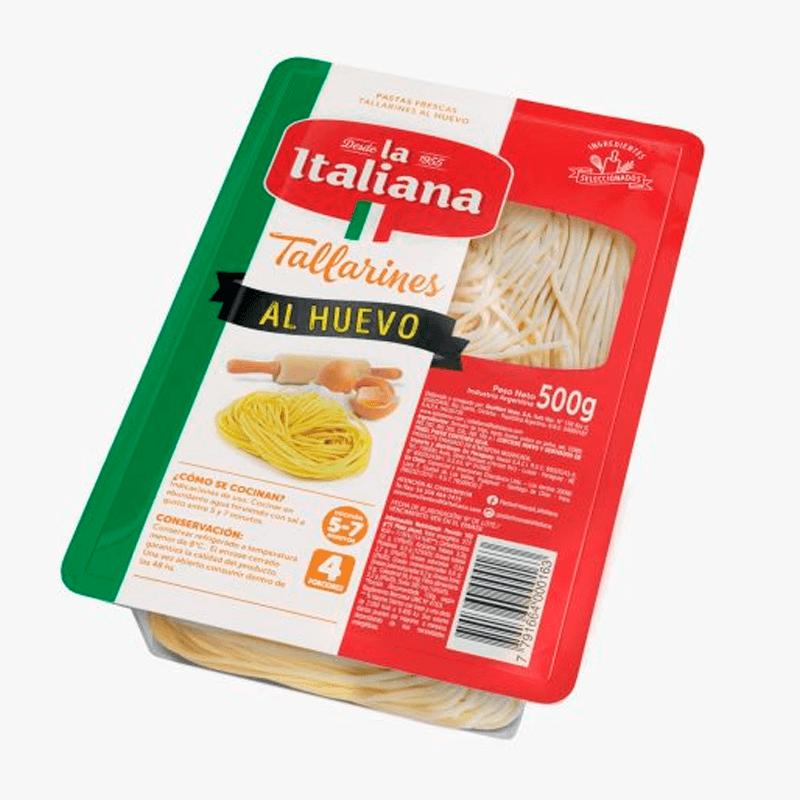 Tallarines Finos La Italiana Bandeja x 500 grs - Hiram Alimentos Congelados