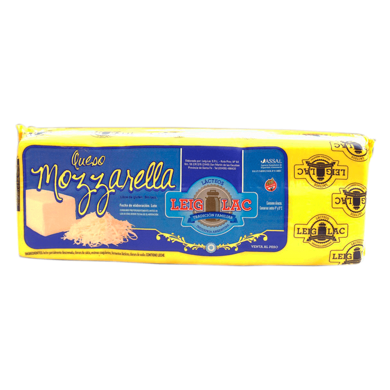 Queso Mozzarella Barra Leig Lac x kilo - Hiram Alimentos Congelados