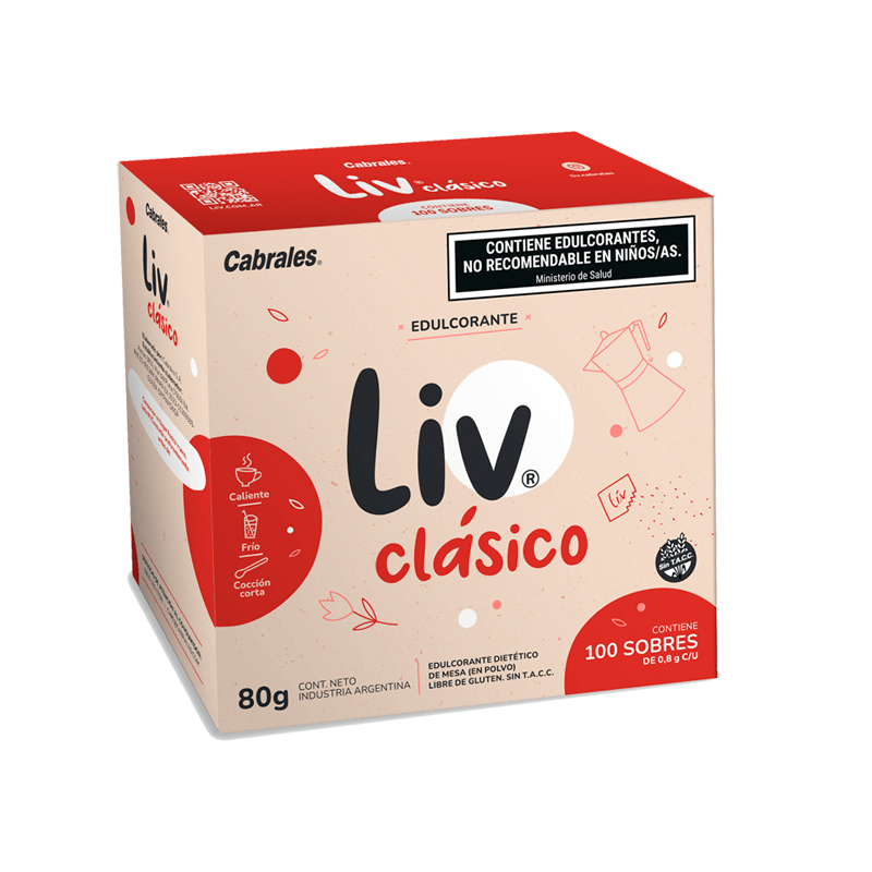Endulzante LIV Clásico Caja 100 sobres x 0.8 grs - Hiram Alimentos Congelados