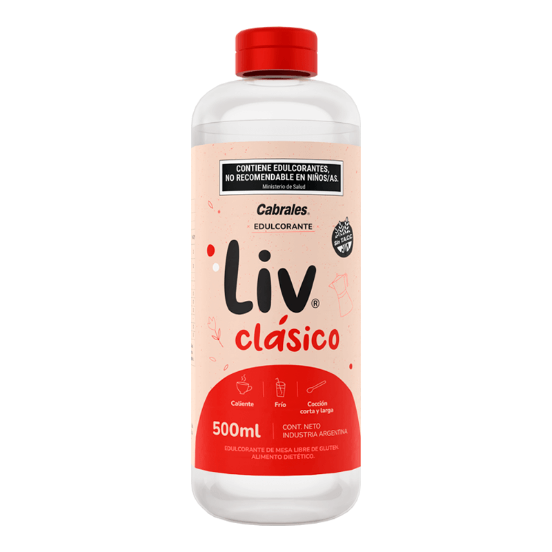 Endulzante LIV Clásico Líquido  Botella x 500 ml - Hiram Alimentos Congelados