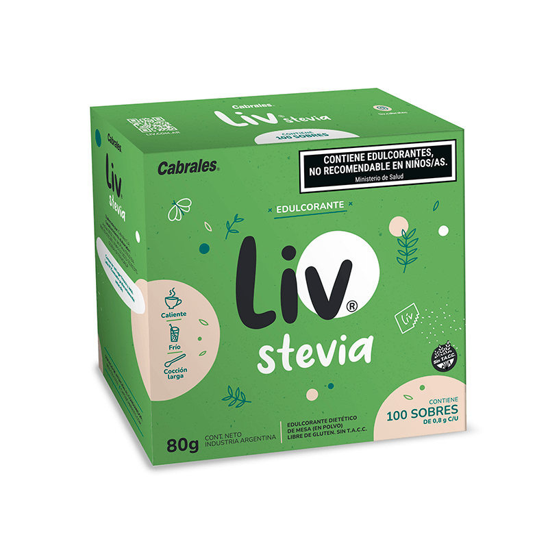 Endulzante LIV Stevia Caja 100 sobres x 0.8 grs - Hiram Alimentos Congelados