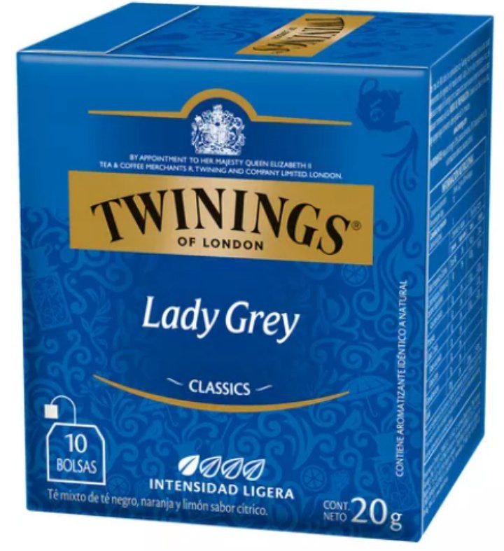 Té Twinings Lady Grey Cajita 10 saquitos x 2 grs - Hiram Alimentos Congelados