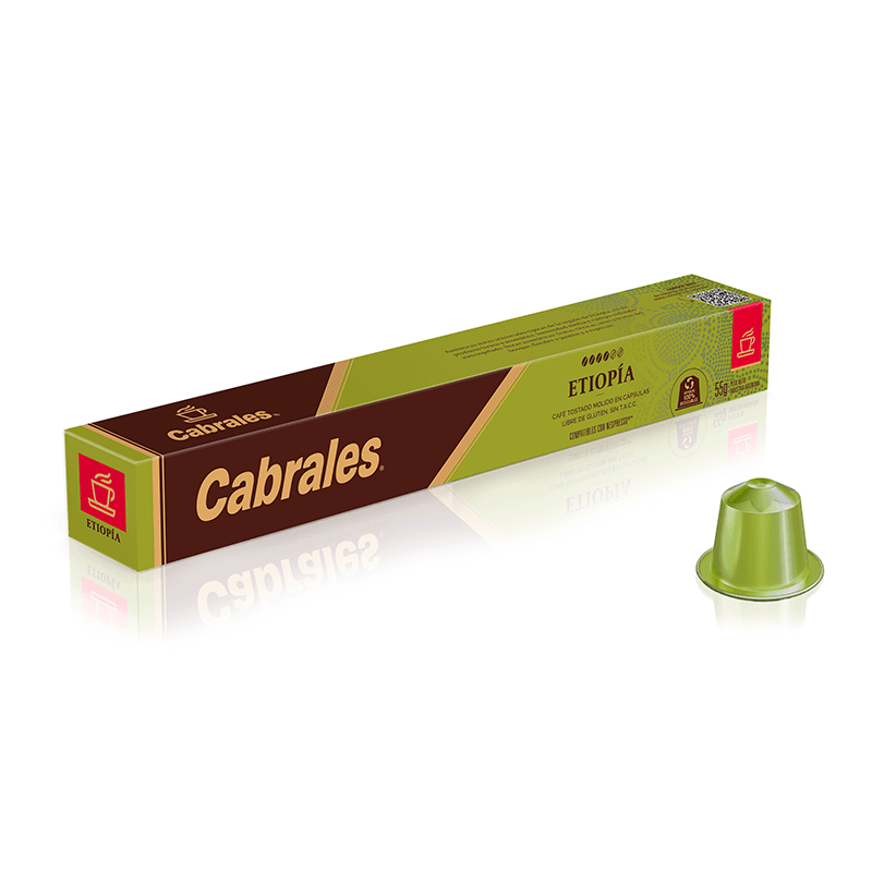 Café Cabrales Capsules Nespresso Etiopía - Estuche 10 un x 5.5 grs - Hiram Alimentos Congelados