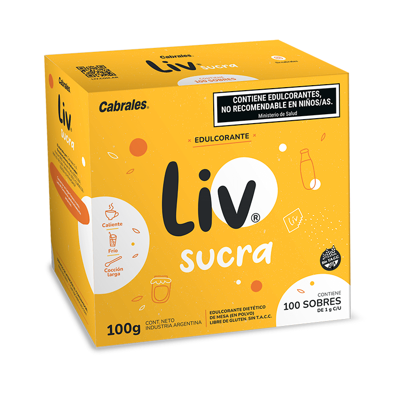 Endulzante LIV Sucralosa Caja 100 sobres x 0.8 grs - Hiram Alimentos Congelados