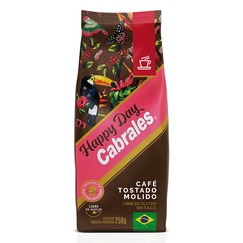 Café Tostado Molido Cabrales Happy Day Paquete x 250 grs - Sin azúcar - Hiram Alimentos Congelados
