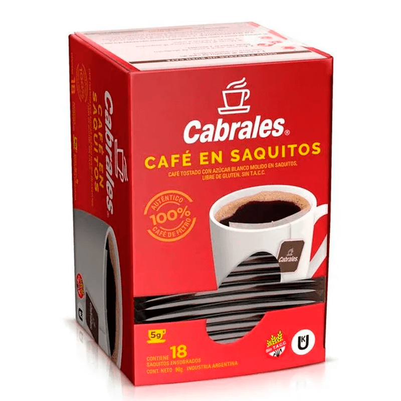 Café Tostado en saquitos Cabrales - Caja de 18 un x 5 grs - Hiram Alimentos Congelados