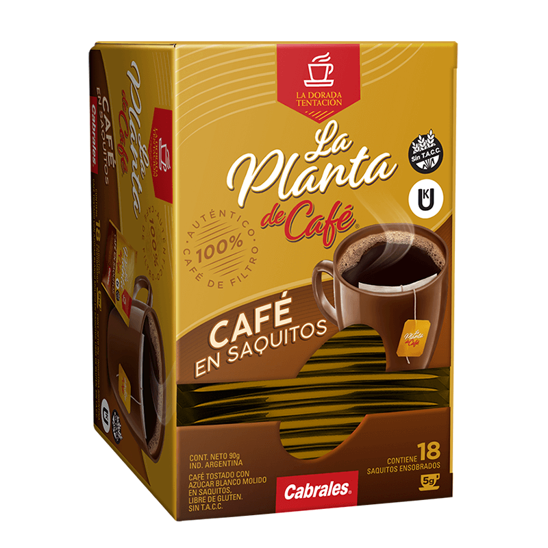 Café Torrado en saquitos La Planta del Café  - Caja de 18 un x 5 grs - Hiram Alimentos Congelados