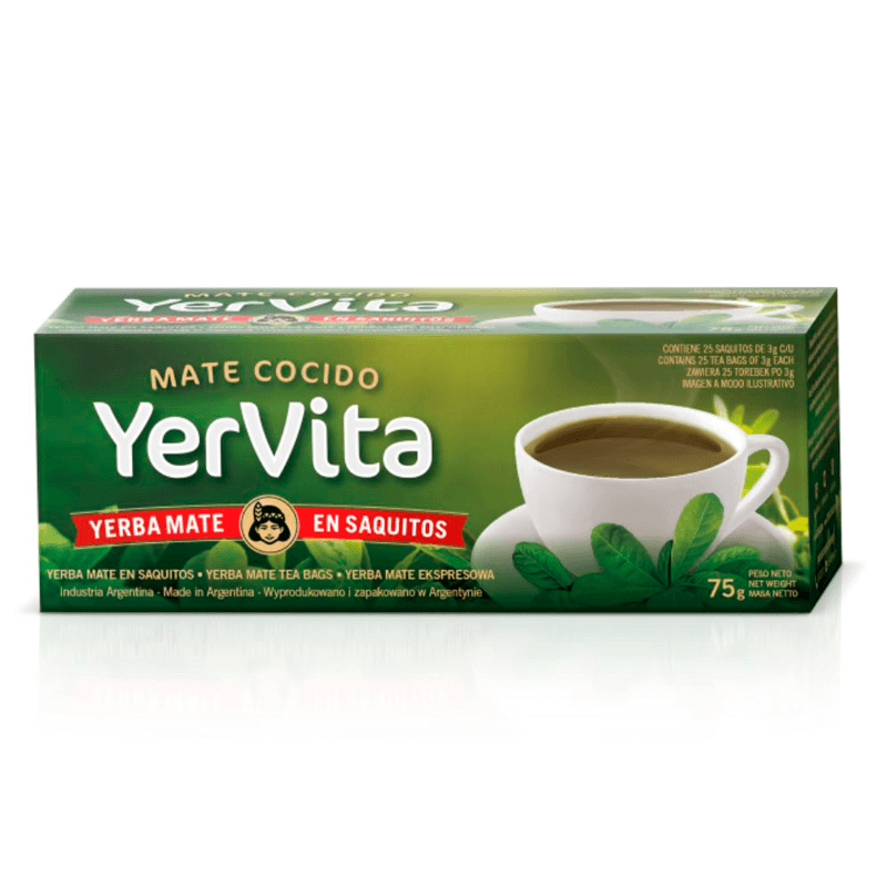 Yerba mate en saquitos Yervita  Caja 25 un x 3 grs - Hiram Alimentos Congelados