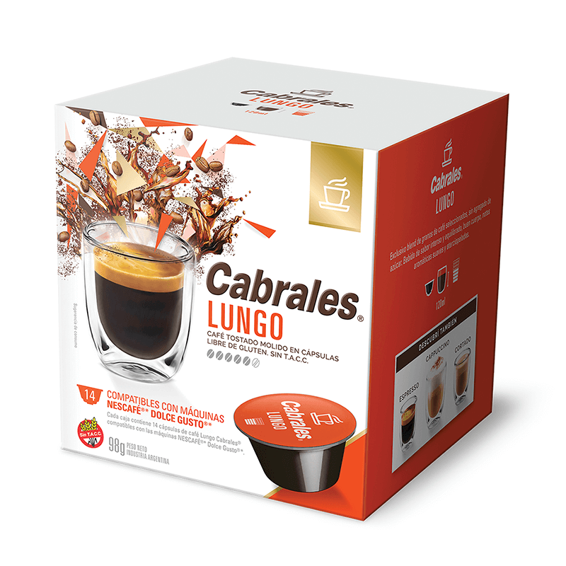 Café Cabrales Cápsulas Tipo Dolce Gusto Lungo Caja 14 un x 7 grs - Hiram Alimentos Congelados