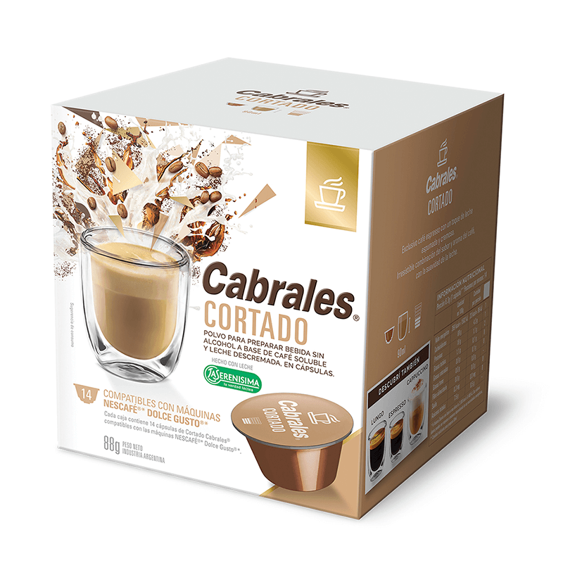 Café Cabrales Cápsulas Tipo Dolce Gusto Cortado Caja 14 un x 6.3 grs - Hiram Alimentos Congelados