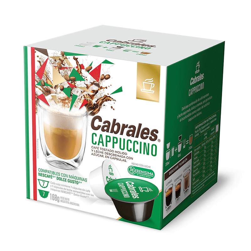 Café Cabrales Cápsulas Tipo Dolce Gusto Cappuccino Caja 14 un x 6 grs - Hiram Alimentos Congelados