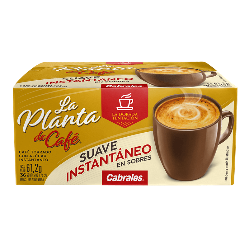 Café Soluble Suave La Planta de Café Sobres individuales - Caja 36 un x 1.7 grs - Hiram Alimentos Congelados